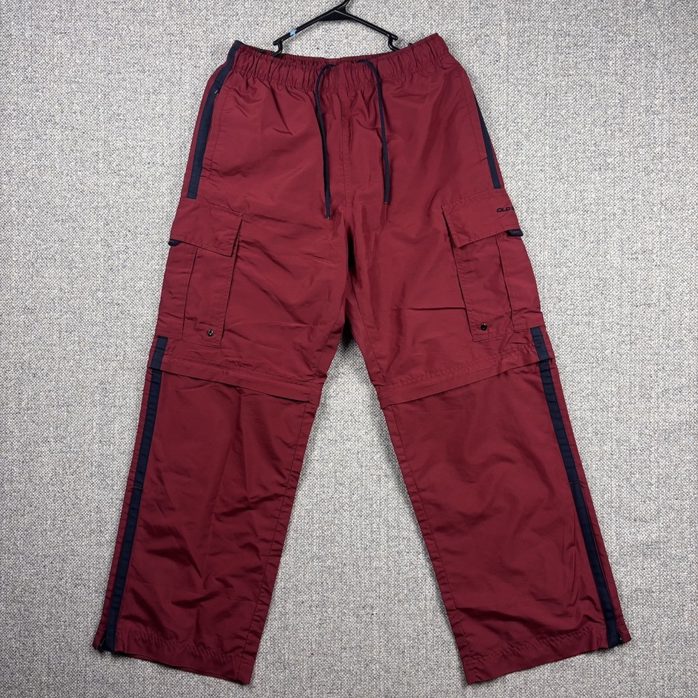 Vintage Old Navy Cargo Convertible Pants Mens Large Small Red Baggy